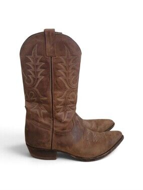 Vintage Handmade Thieves Market Men's 11.5 D Brown Leather Western Cowboy Boots